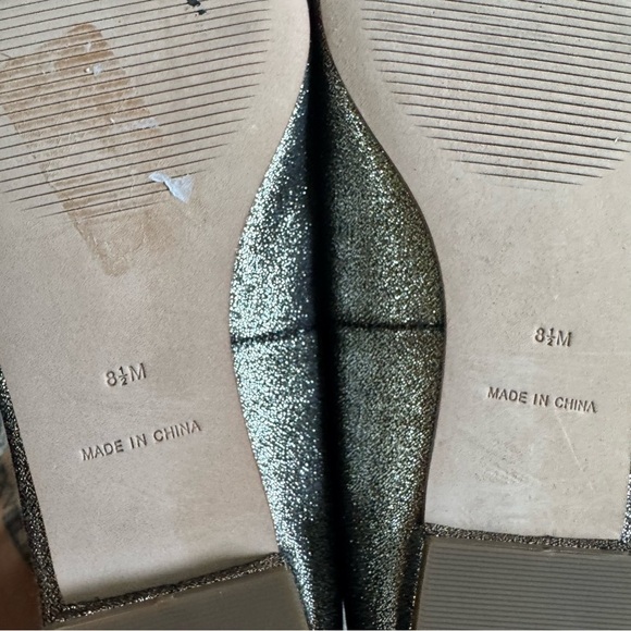 Talbots pointy toe ballet flats Edison bow silver sparkly leather 8.5 - Picture 4 of 12